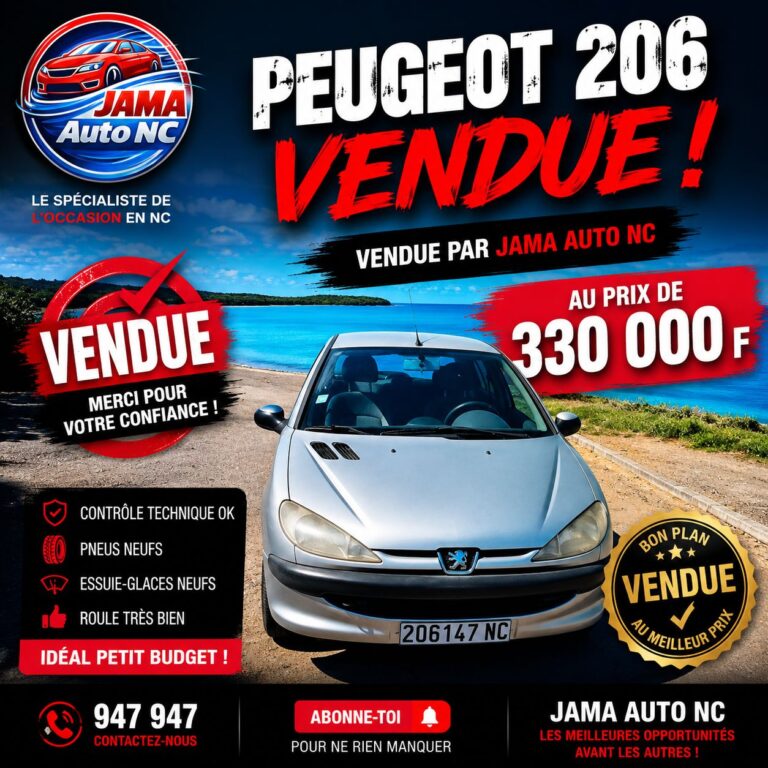 VENDUE PEUGEOT 206 - véhicule d'occasion à Nouméa