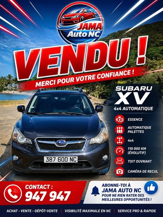 VENDU SUBARU XV 4×4 - véhicule d'occasion à Nouméa