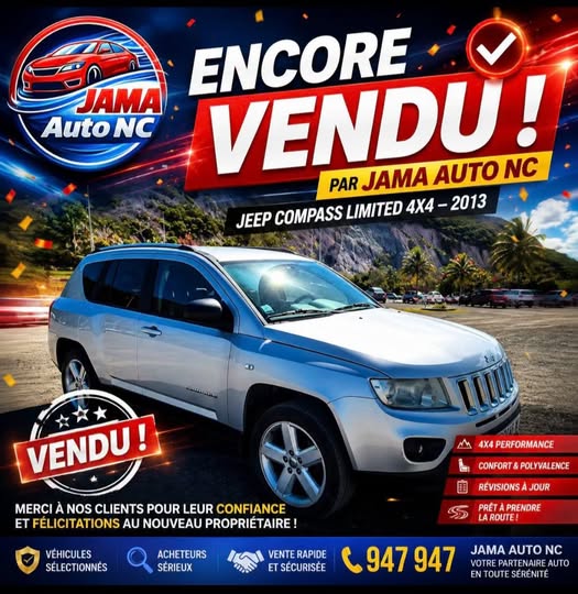 VENDU JEEP COMPASS - véhicule d'occasion à Nouméa