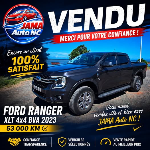 VENDU – FORD RANGER XLT 4×4 BVA 2023 - véhicule d'occasion à Nouméa