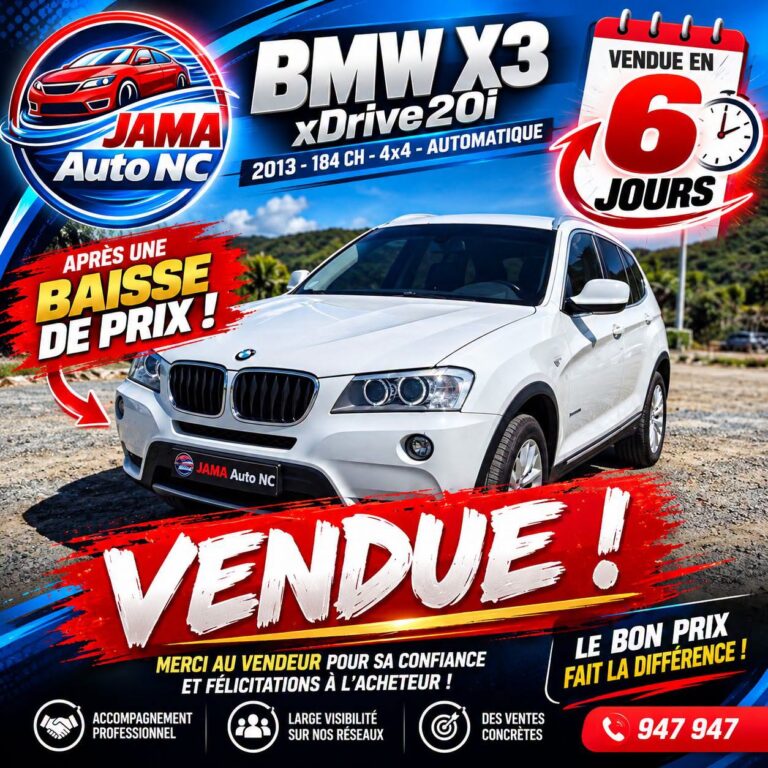 BMW X3 xDrive20i – 2.0 TURBO ESSENCE – 184 CH – 4×4 – AUTOMATIQUE - véhicule d'occasion à Nouméa