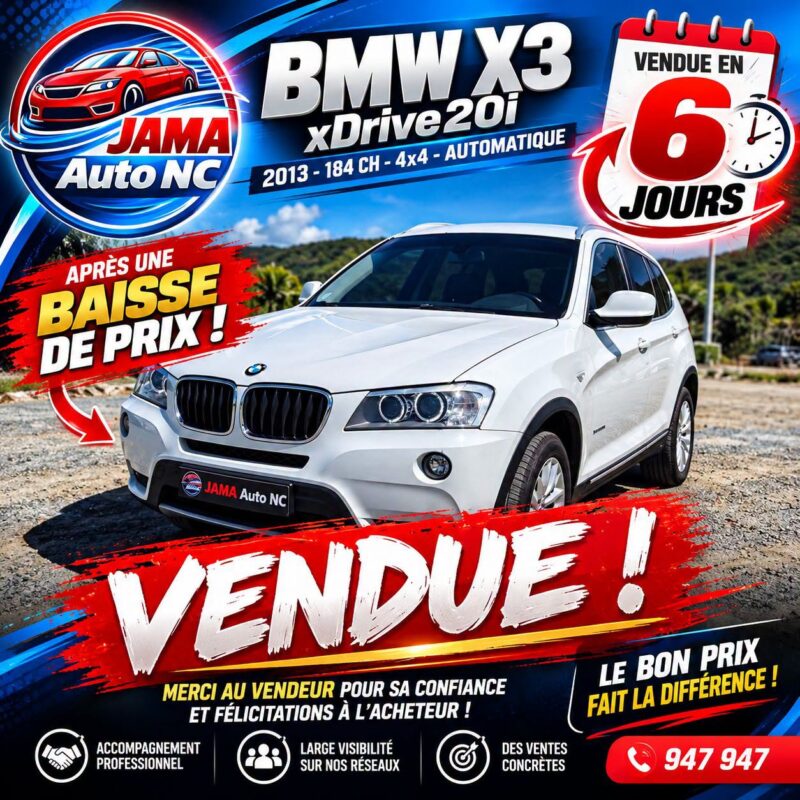 BMW X3 xDrive20i – 2.0 TURBO ESSENCE – 184 CH – 4×4 – AUTOMATIQUE - véhicule d'occasion à Nouméa